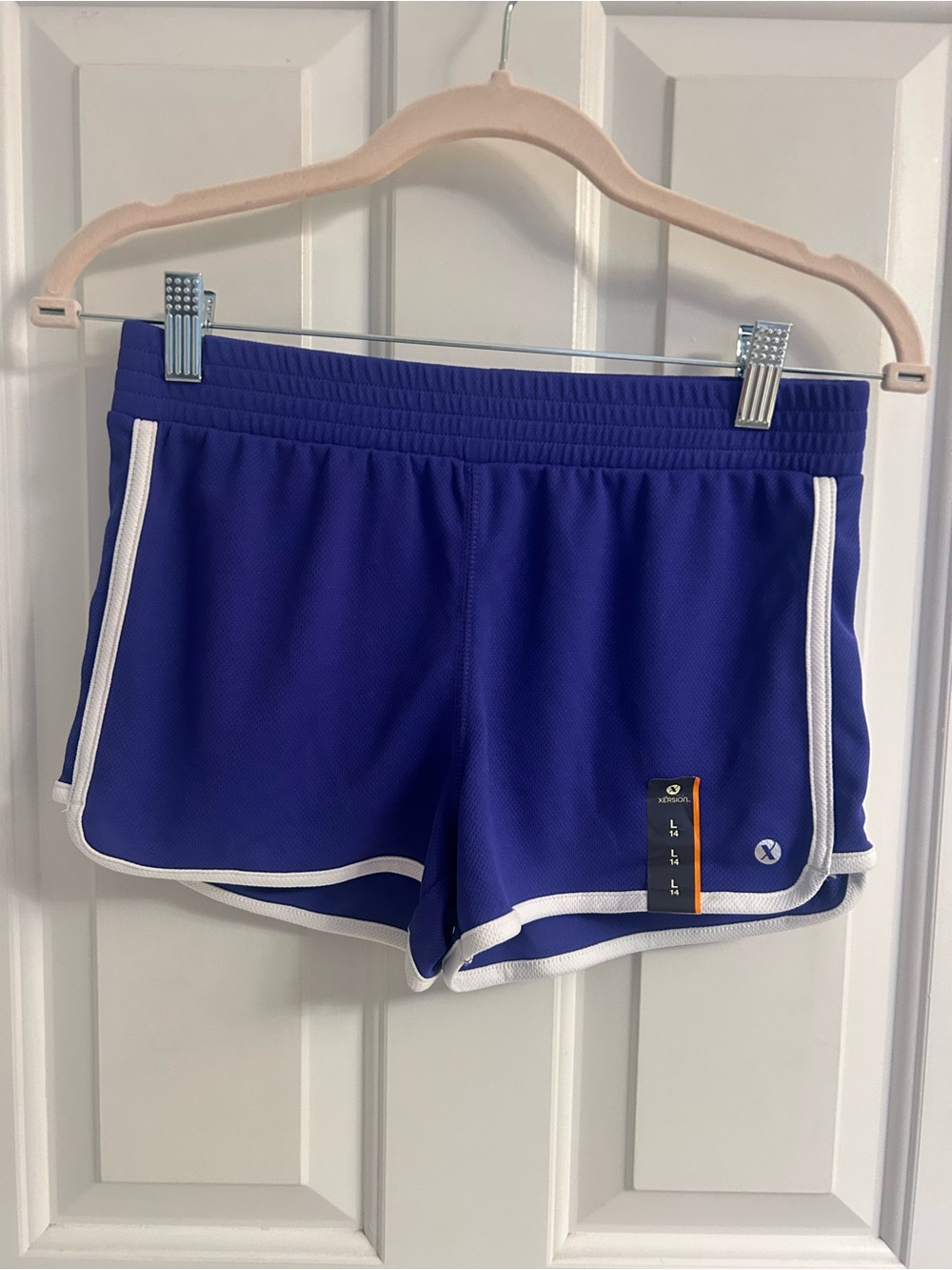 NWT- Girls Xersion Purple Athletic Shorts with White Trim